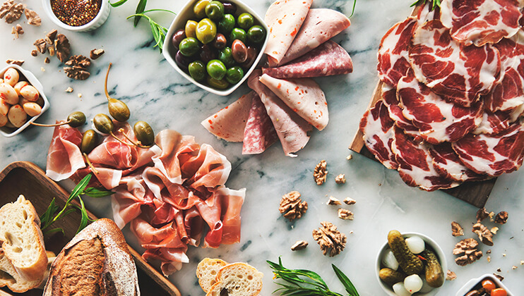 pair your coffee with delicious cold cuts and local pastries
