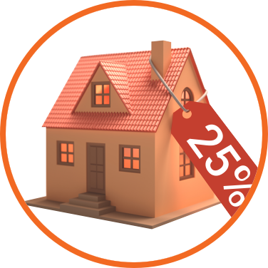 House with a 25% off discount tag